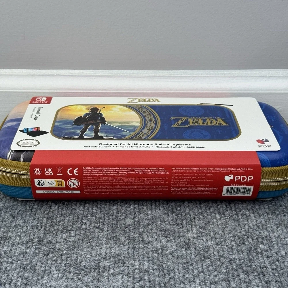 Nintendo Switch Game Travel Case Legend‎ of Zelda With Strap Hyrule Blue PDP New